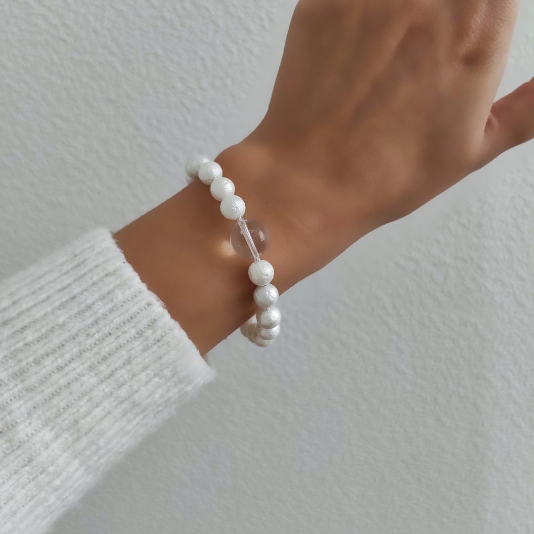 Браслет из хлопкового жемчуга с горным хрусталём