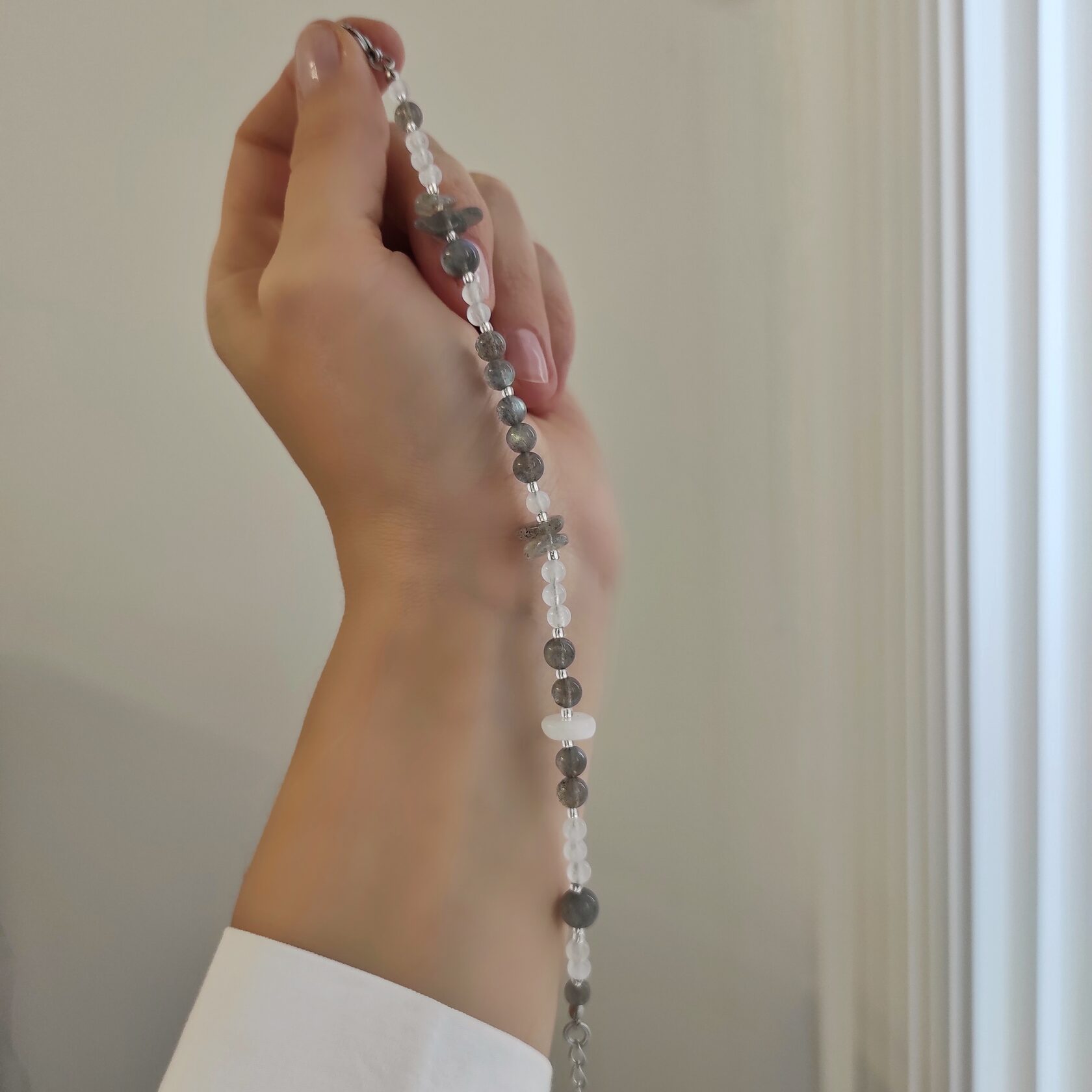 Браслет из лабрадора и лунного камня