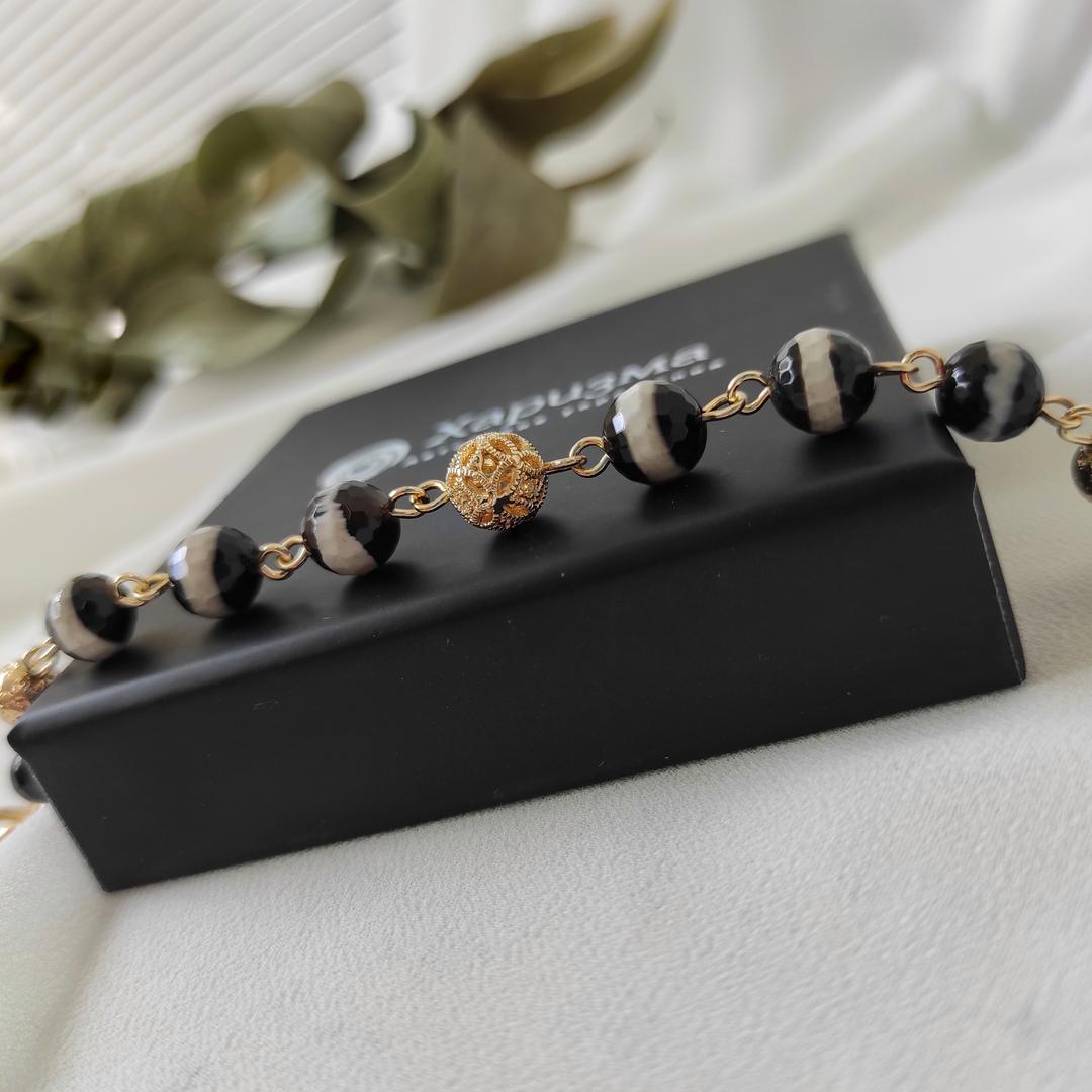 Браслет из агата Зебра