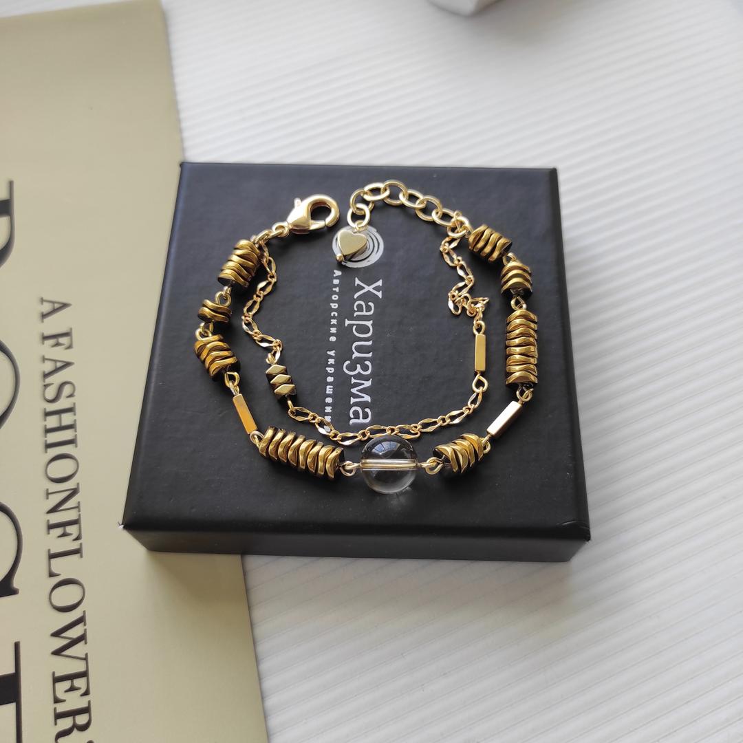 Браслет из гематита золотые оттенки