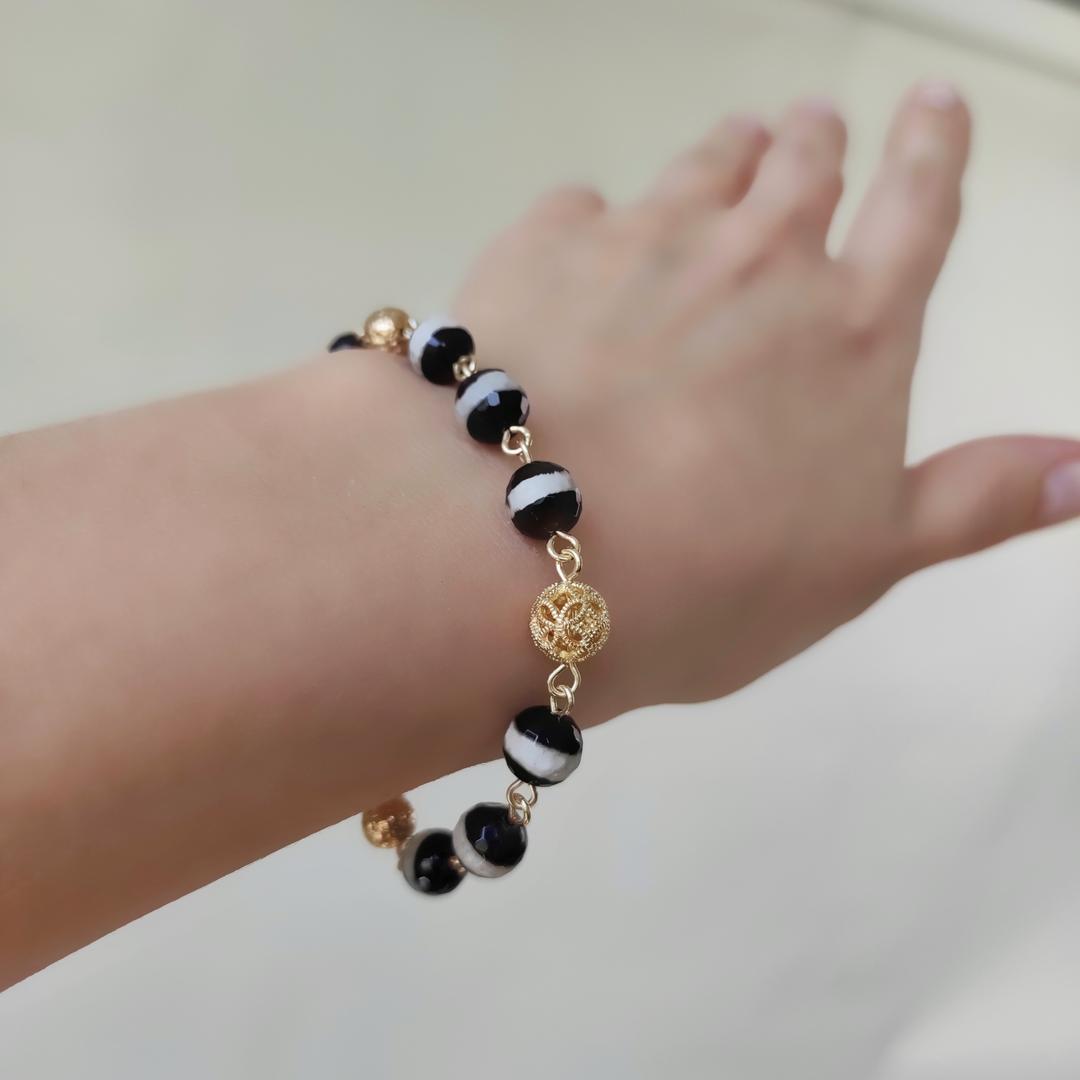 Браслет из агата Зебра