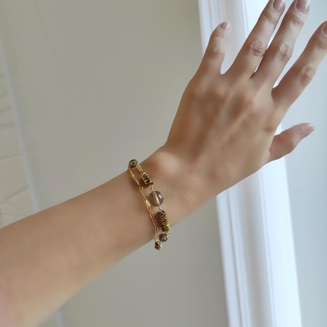 Браслет из гематита золотые оттенки