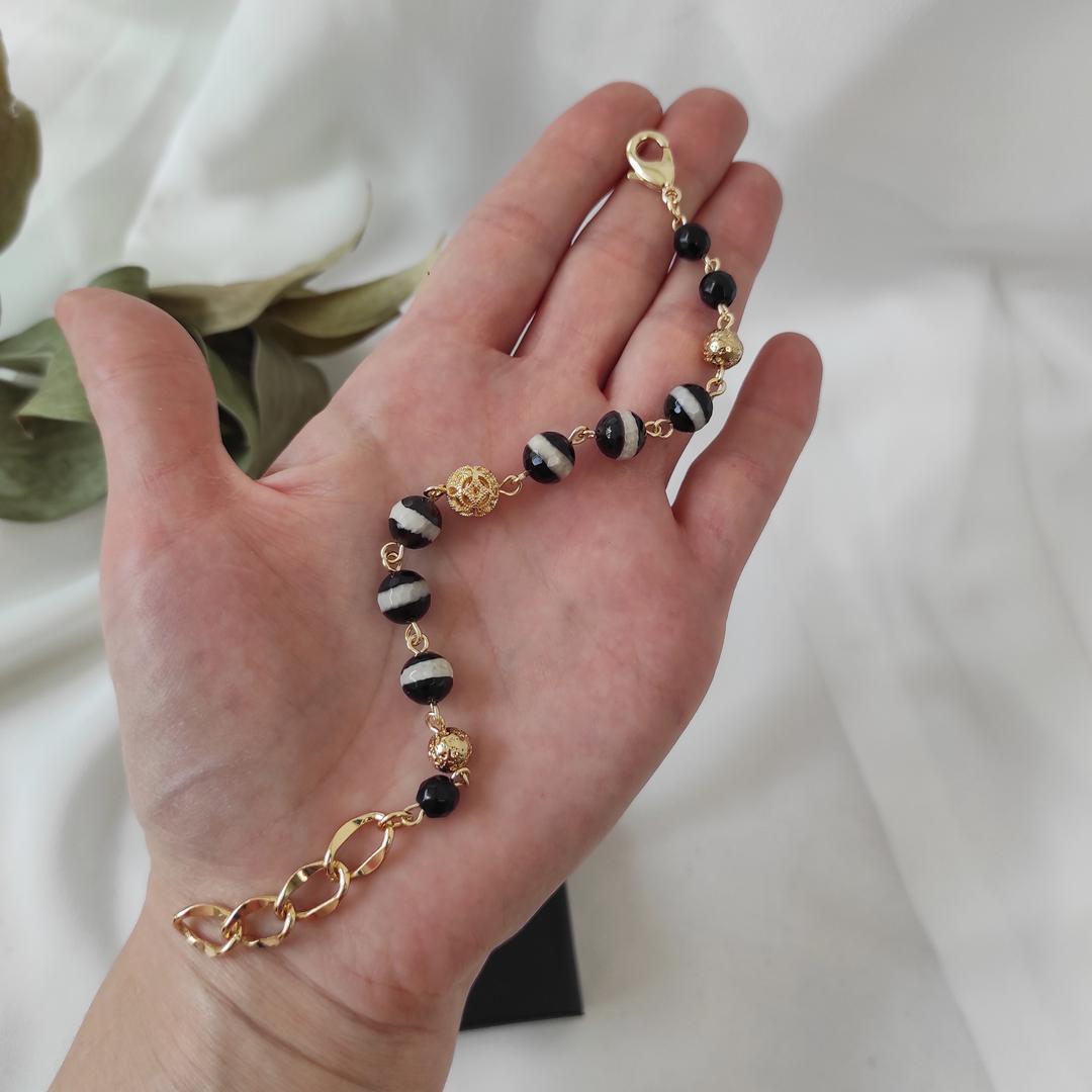 Браслет из агата Зебра