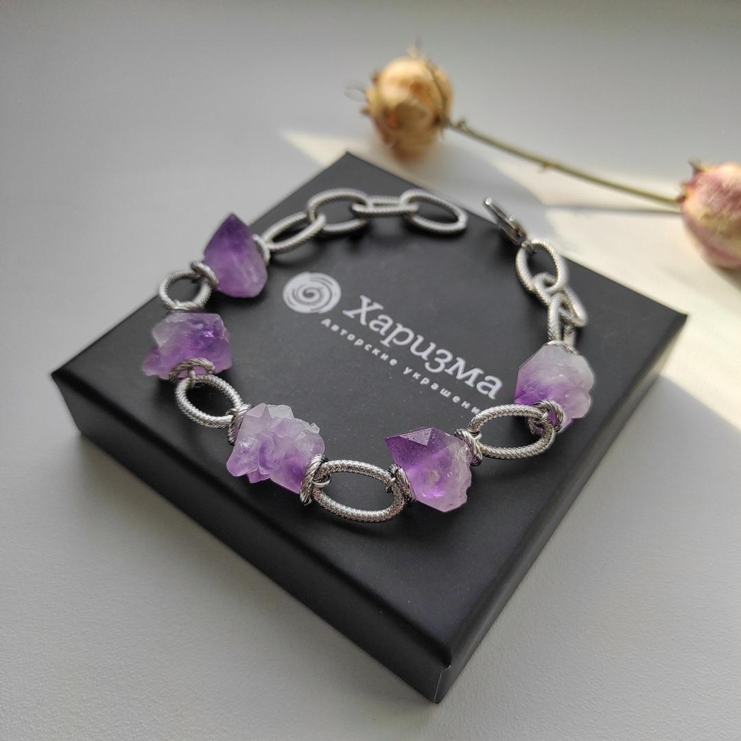 Браслет с необработанным аметистом