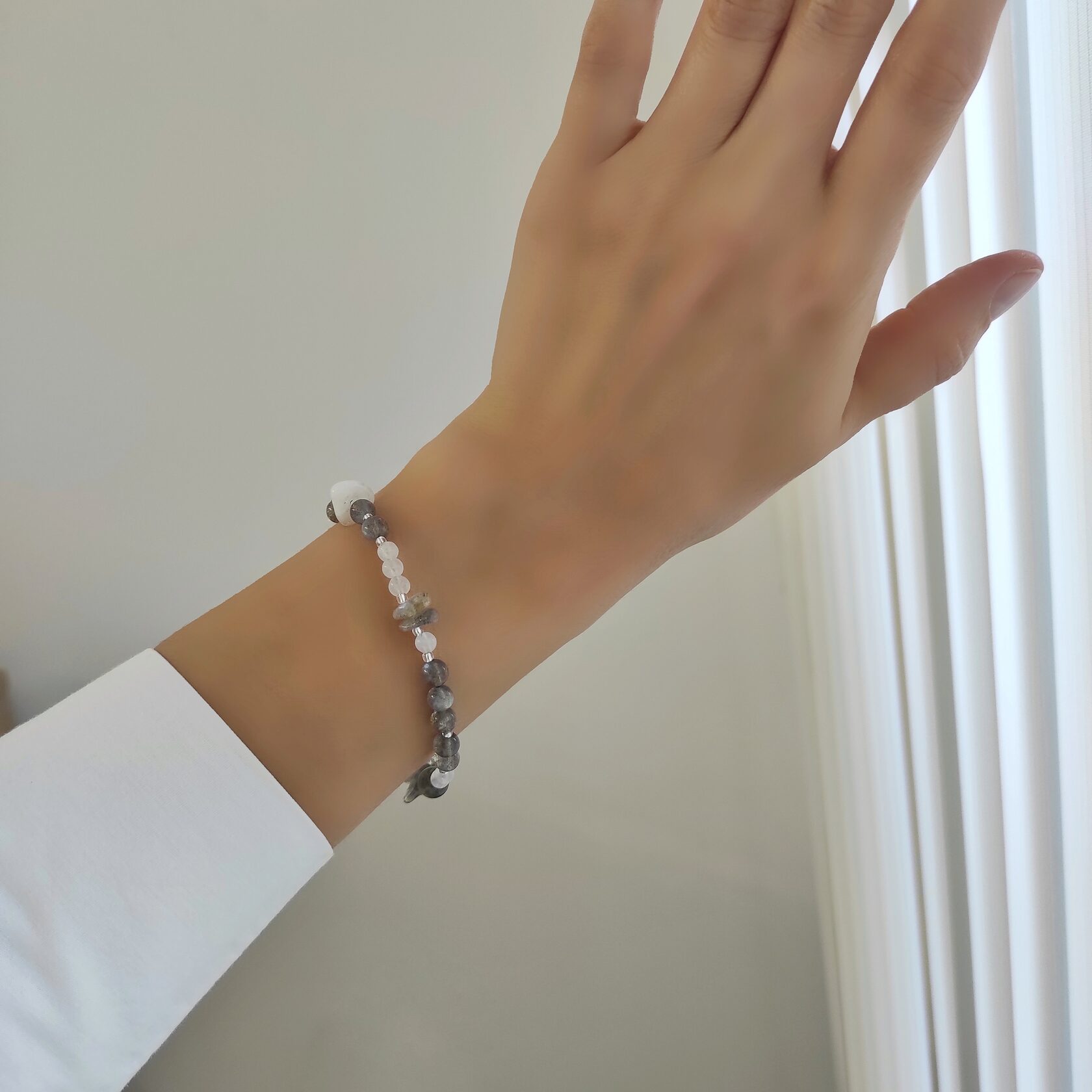 Браслет из лабрадора и лунного камня