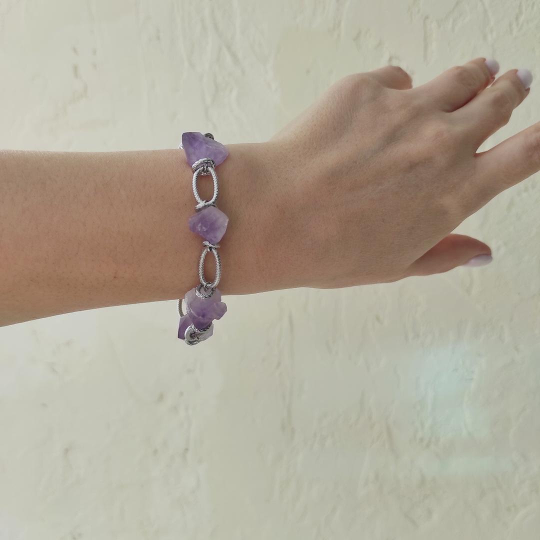 Браслет с необработанным аметистом