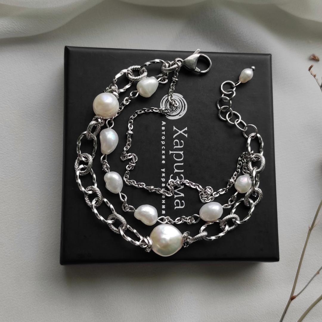 Многослойный браслет с жемчужинами