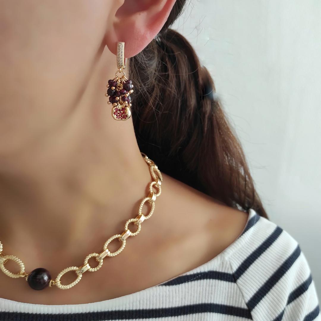 Серьги гранаты