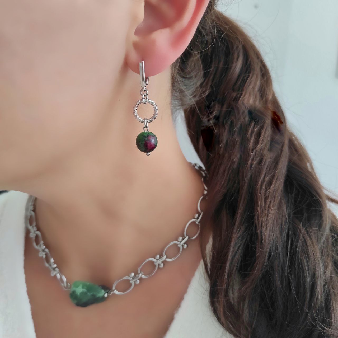 Серьги с цоизитом