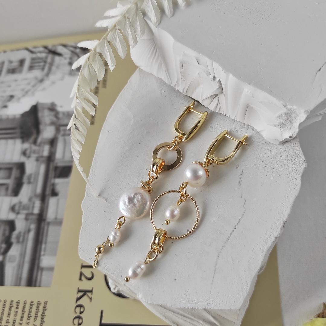 Серьги с барочным жемчугом в позолоченной фурнитуре 2