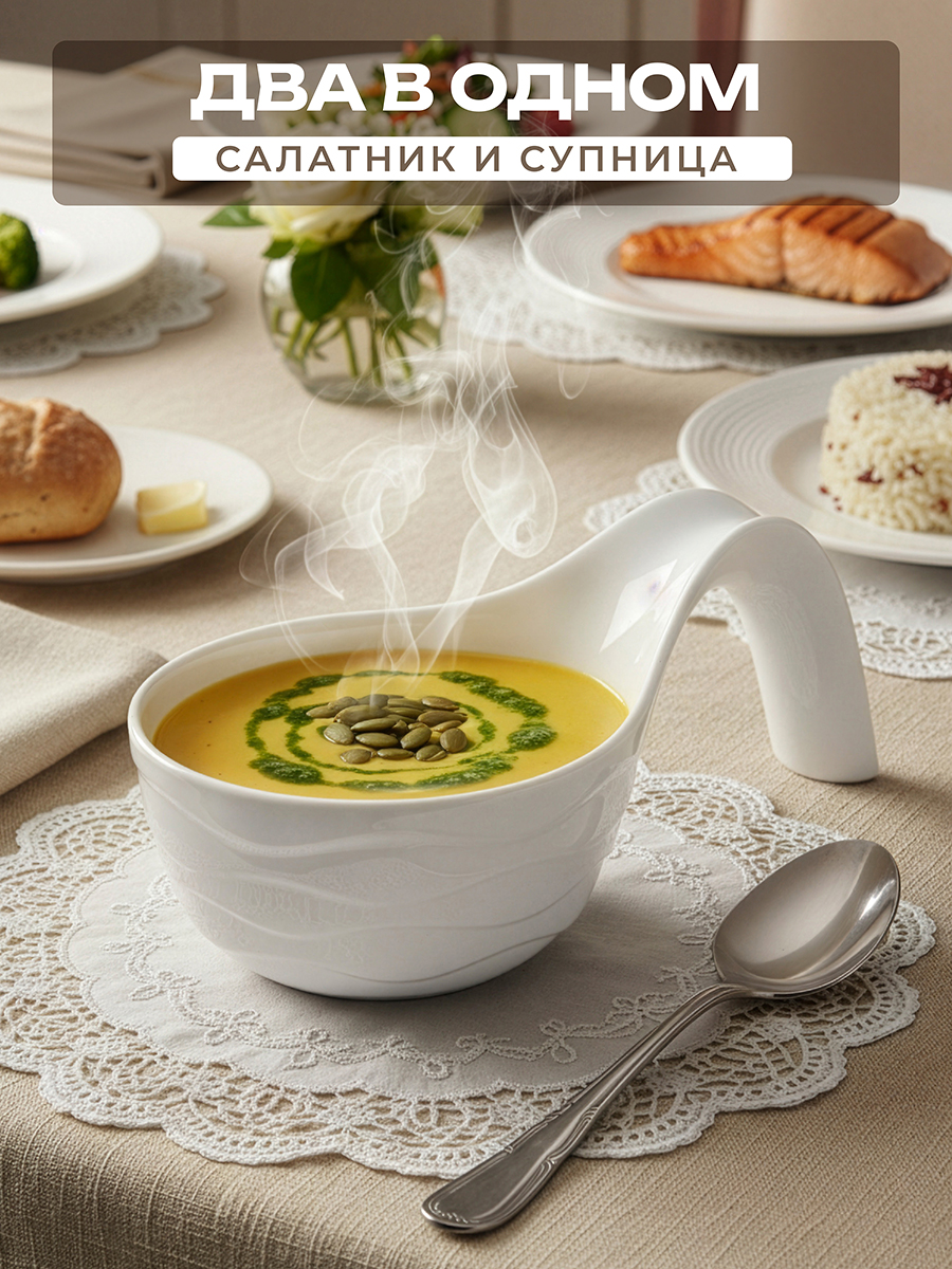 БЫЛО 1015 руб! Салатник-супница 600 мл 23,5*15*9,5 см