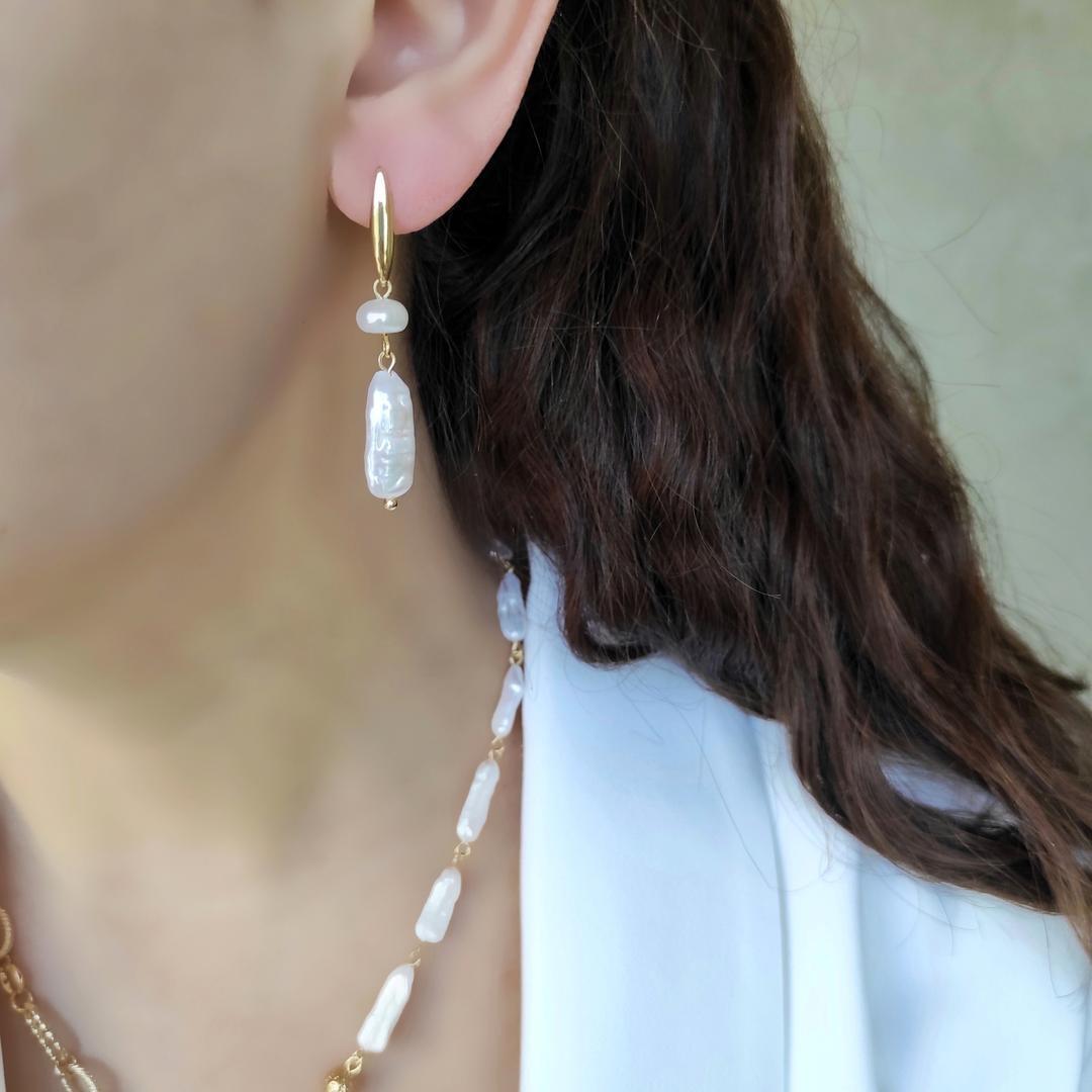 Серьги с жемчугом Бива в позолоченной фурнитуре