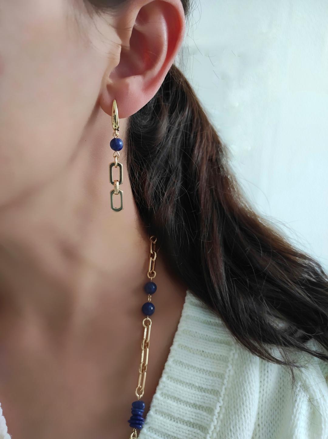Серьги с лазуритом в позолоченной фурнитуре