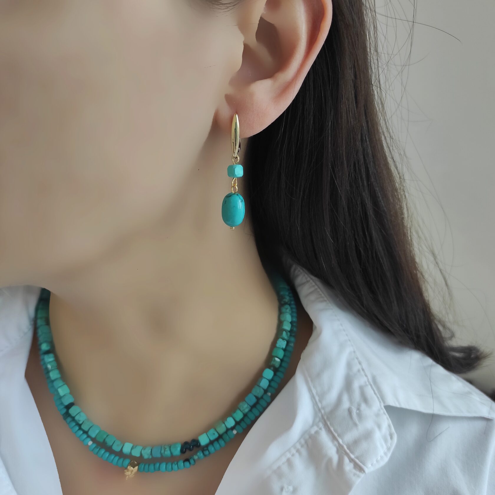 Серьги из турквинита цвета бирюзы и хризоколла