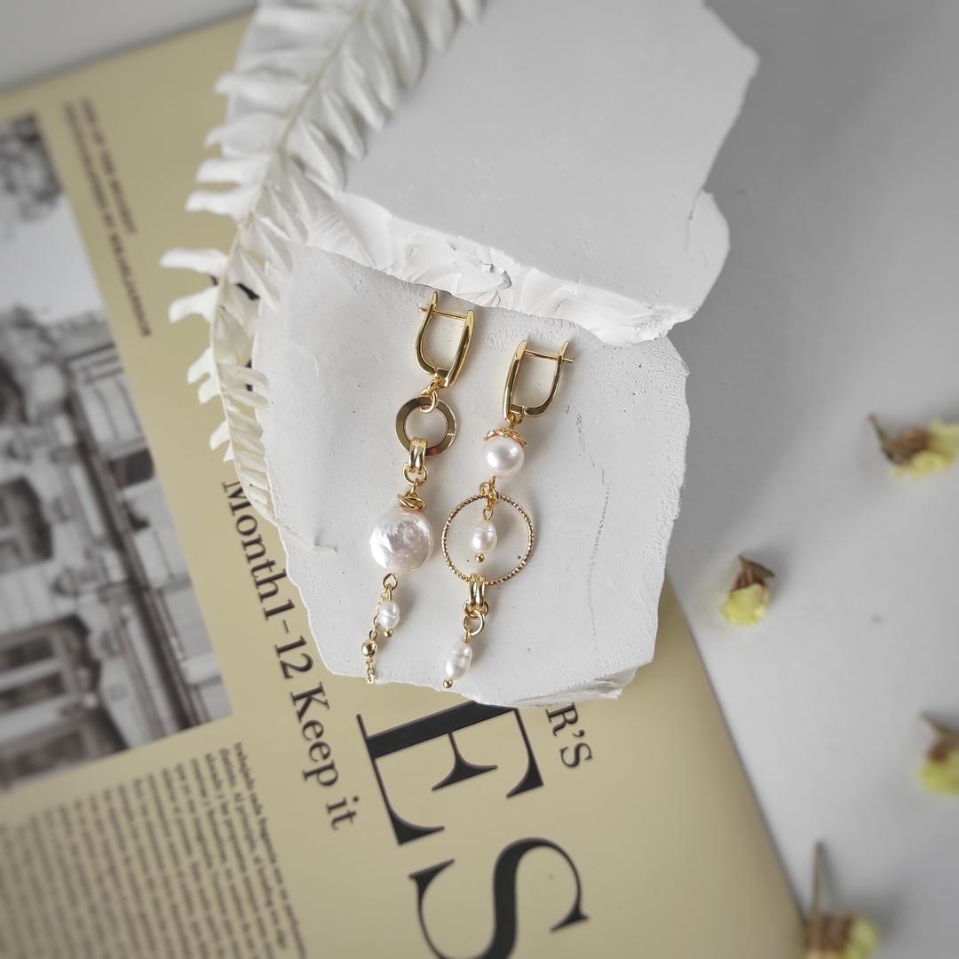 Серьги с барочным жемчугом в позолоченной фурнитуре 2