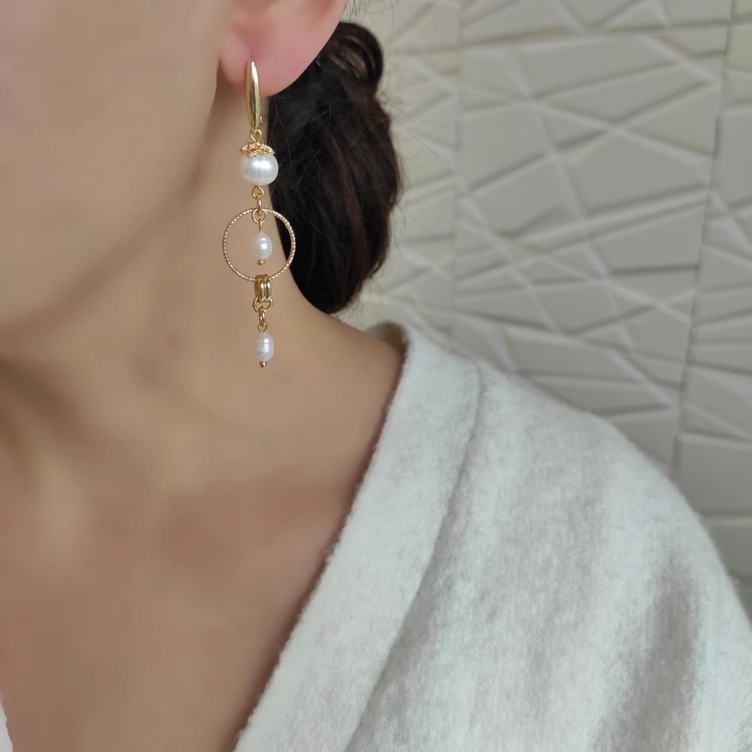 Серьги с барочным жемчугом в позолоченной фурнитуре 2