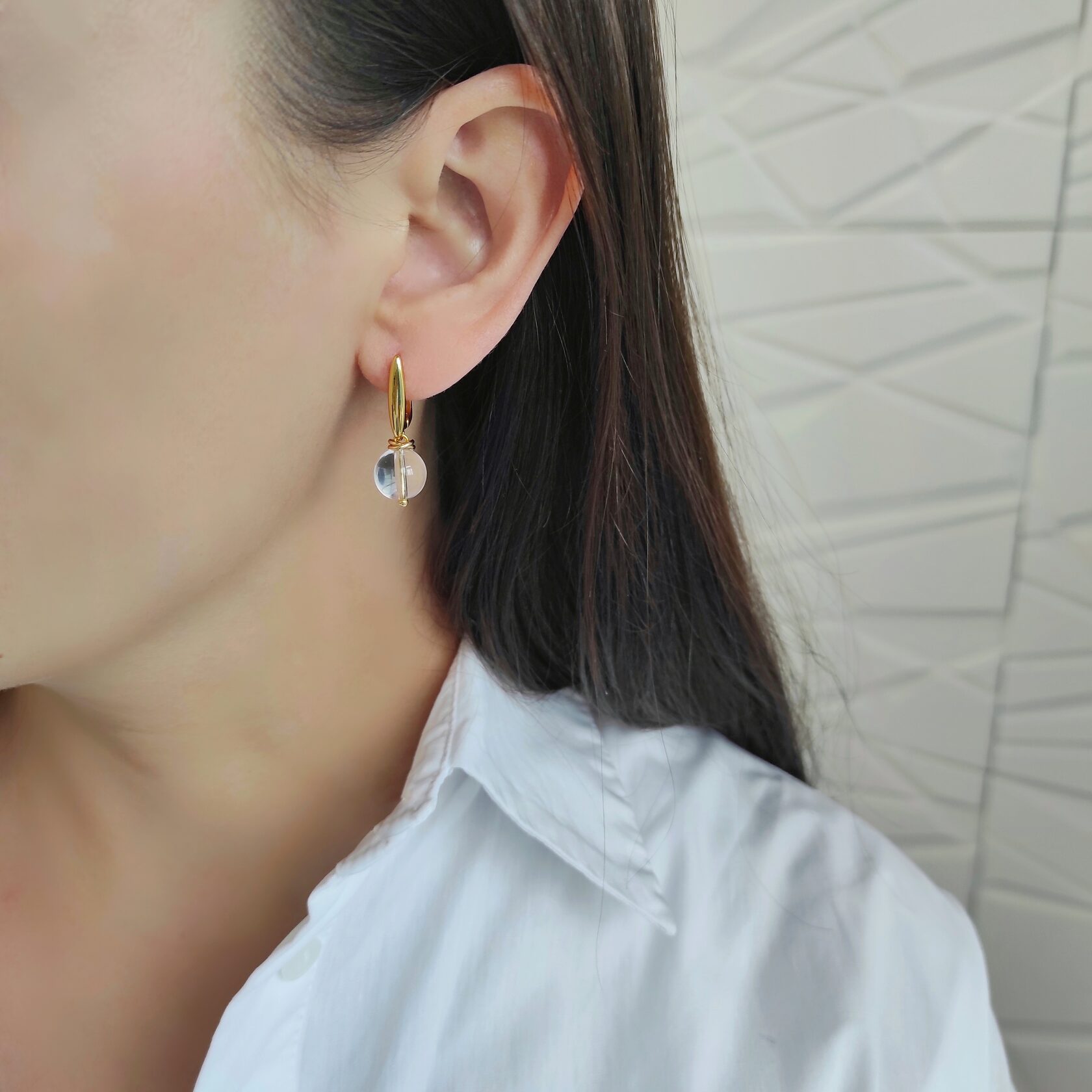 Серьги шарики с горным хрусталем 10мм, два варианта цвета фурнитуры