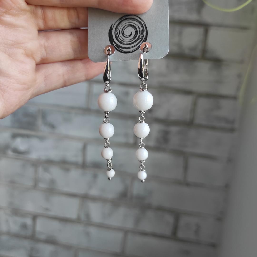 Серьги с белым агатом 4 камня