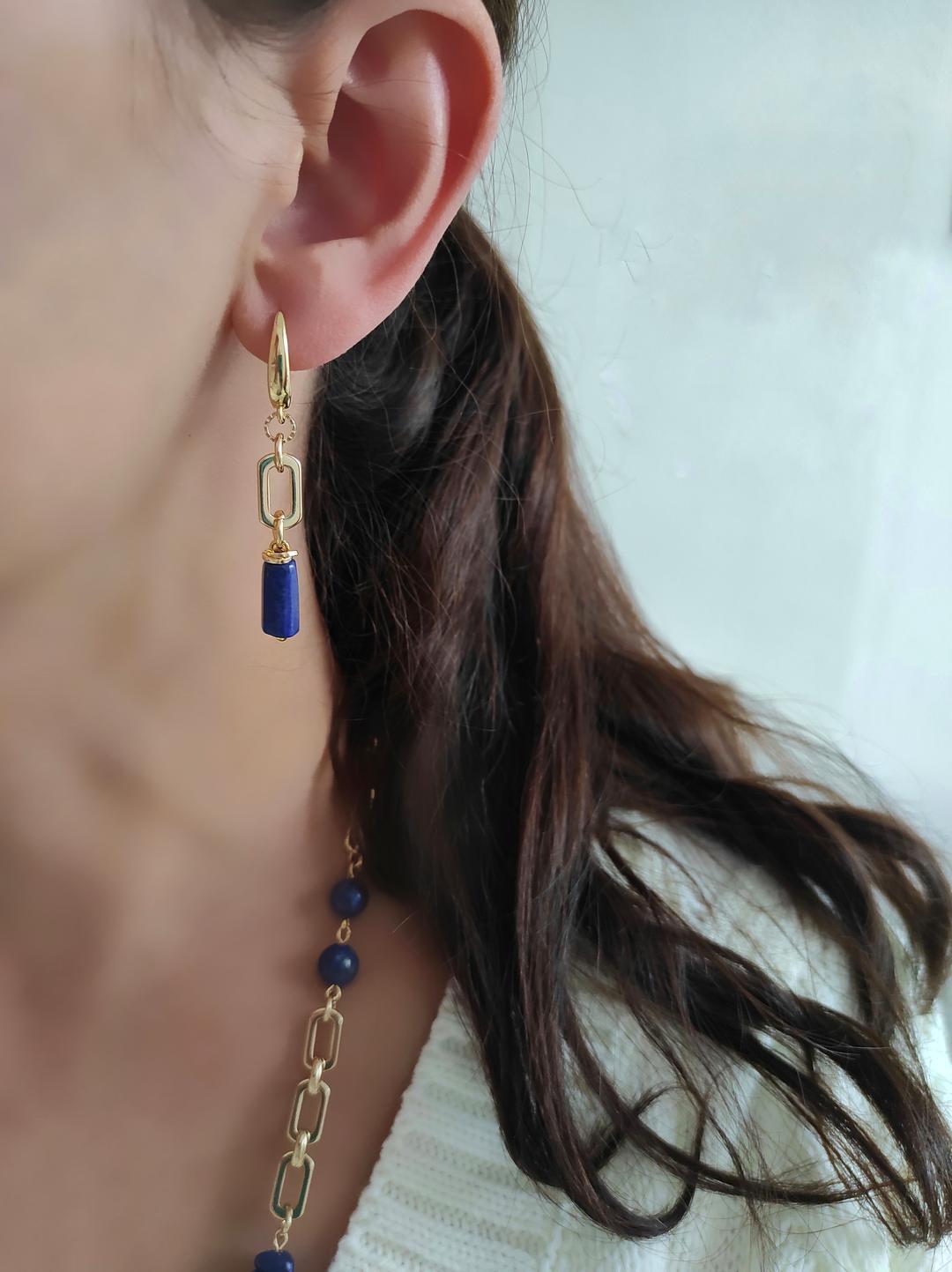 Серьги с лазуритом в позолоченной фурнитуре