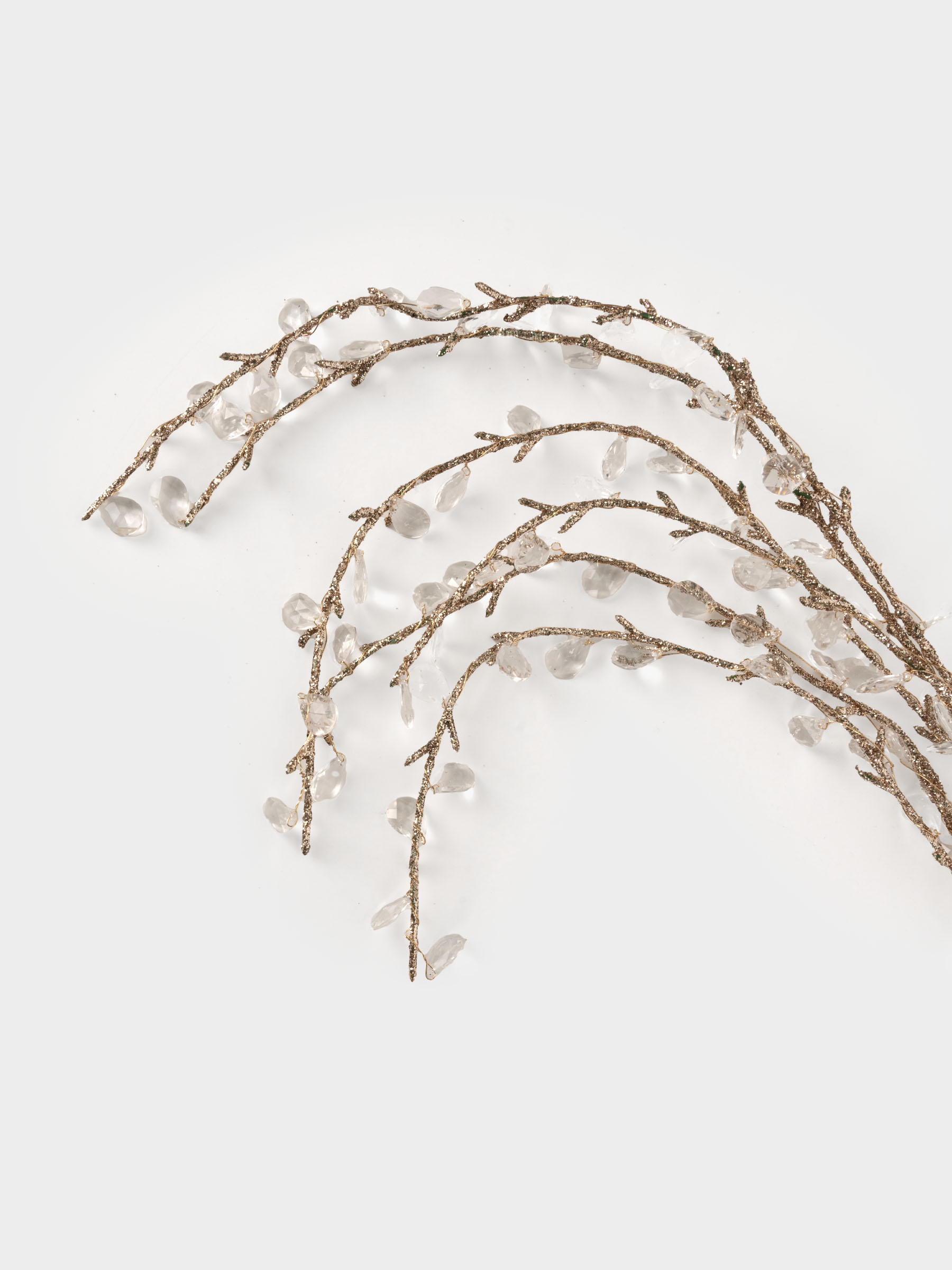 Ветка декоративная, 94 см, акрил/бумага, золотистая, Кристальная ива, Event