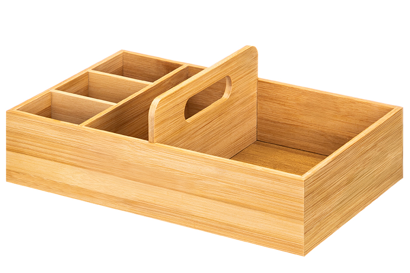 БЫЛО 1143 руб! Органайзер для хранения с секциями 32,5*20,5*11,5 см с ручкой, бамбук