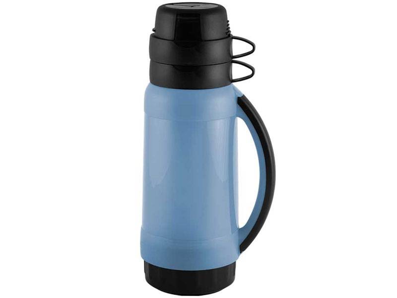 Термос 1л стеклянная колба в пластиковом корпусе, 2 чашки