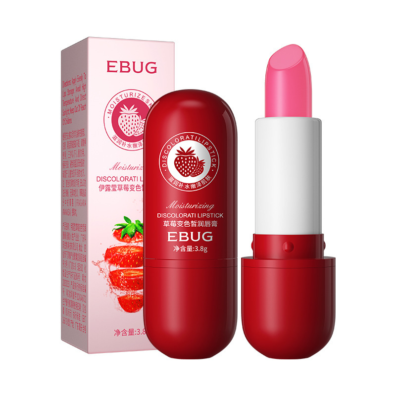 Проявляющийся и увлажняющий бальзам для губ с экстрактом клубники, EBUG