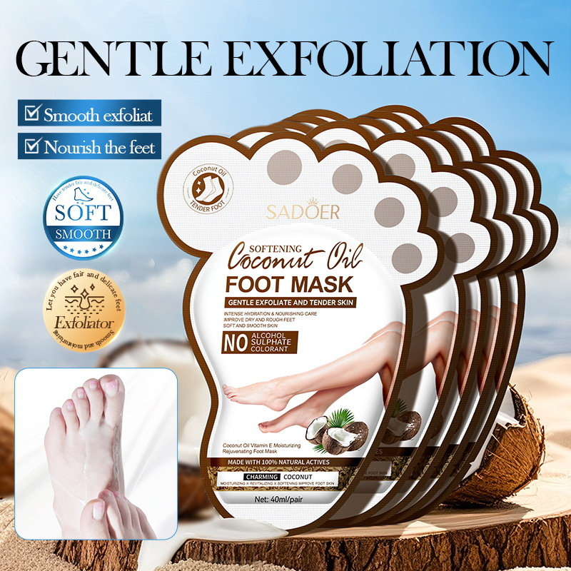 Питающие маски-носочки для ног с кокосовым маслом и витамином Е SADOER Coconut Oil Foot Mask, 40 мл