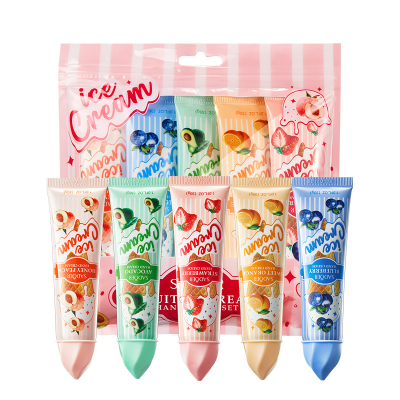Набор кремов для рук с ароматом фруктового мороженого SADOER Fruitice Cream Handcream Set, 5*30 гр