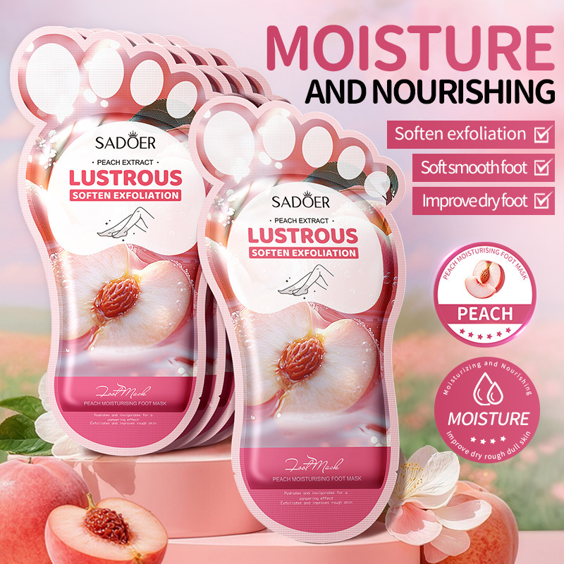 Отшелушивающие маски-носочки для ног с экстрактом персика SADOER Peach Extract Lustrous soften exfolation, 40 гр