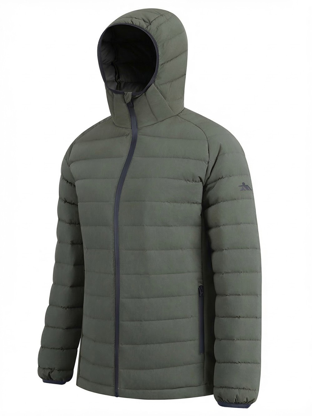 Куртка женская гибридная стёганая с капюшоном с графеновой подкладкой цвета хаки 9622_1Kh