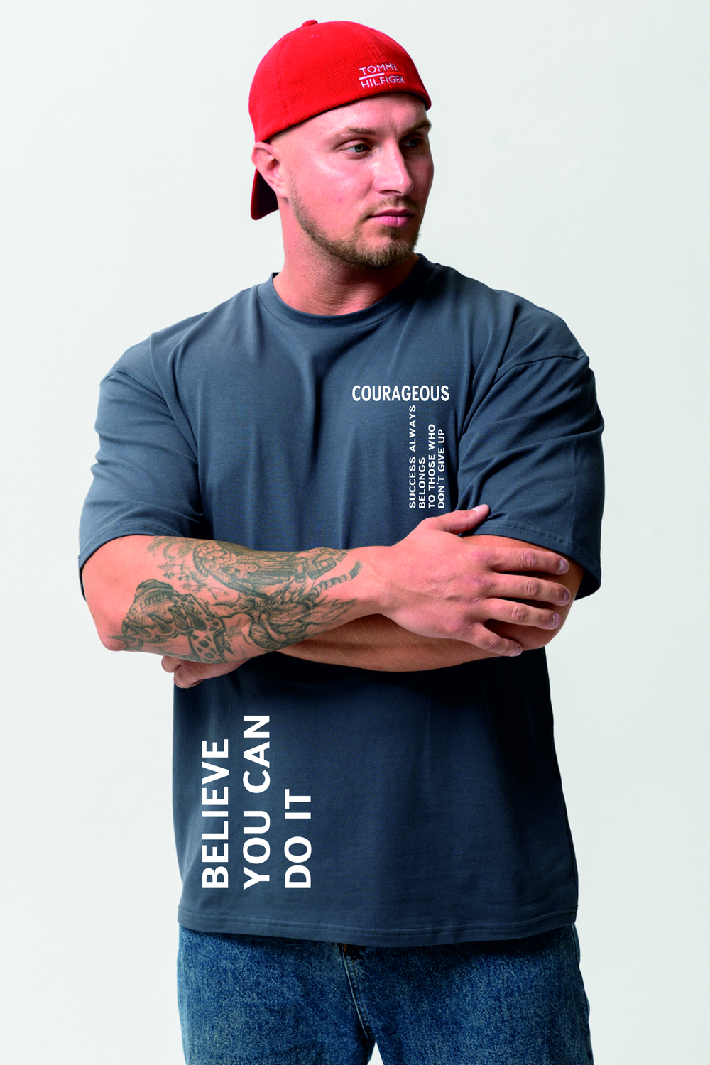 Мужская футболка 8570 / графит+смелый