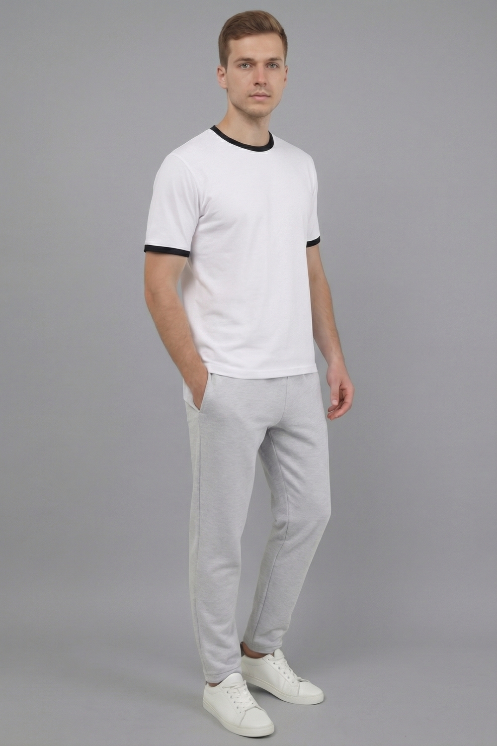 Мужская футболка 14481 / белый+черный