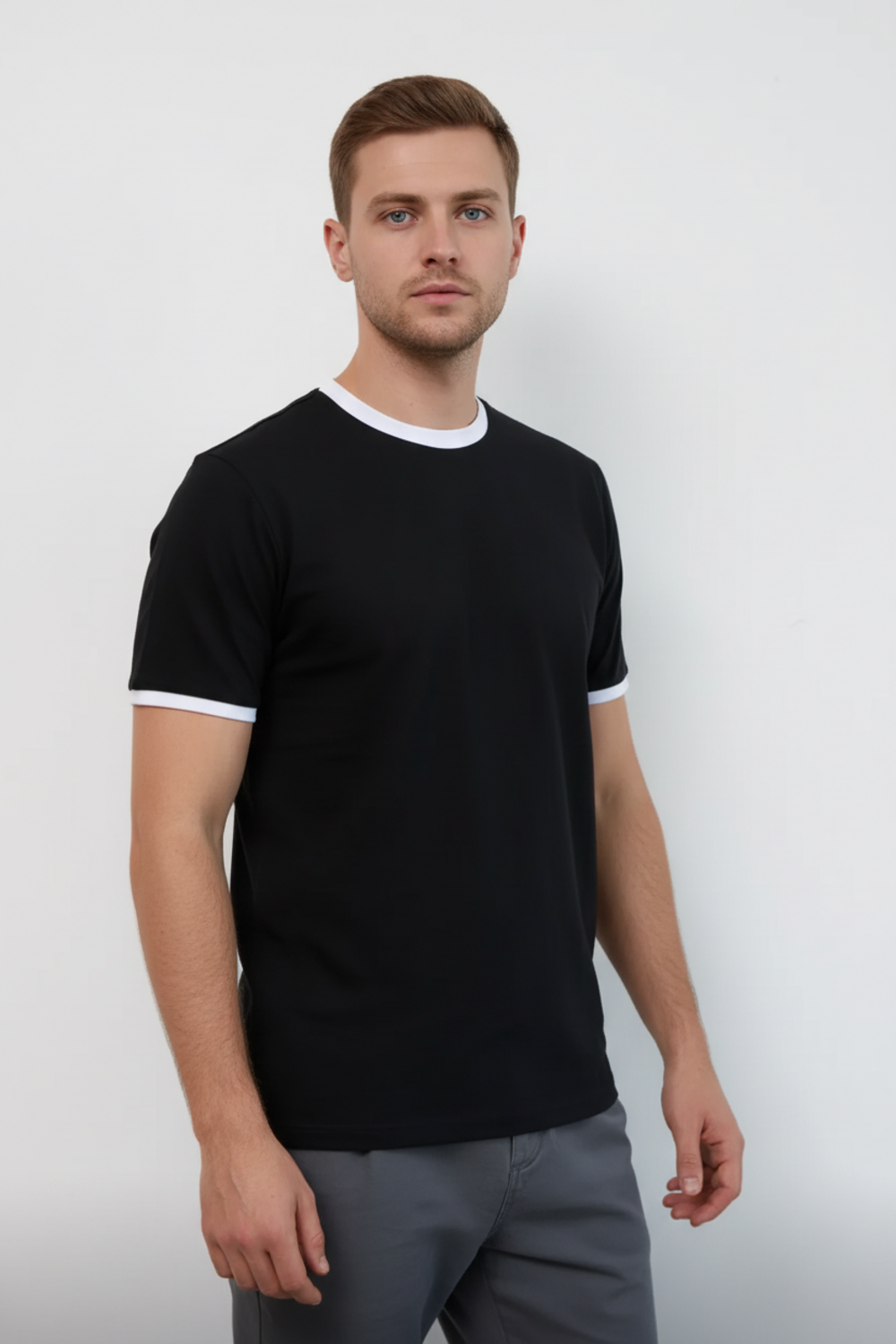 Мужская футболка 14481 / черный+белый