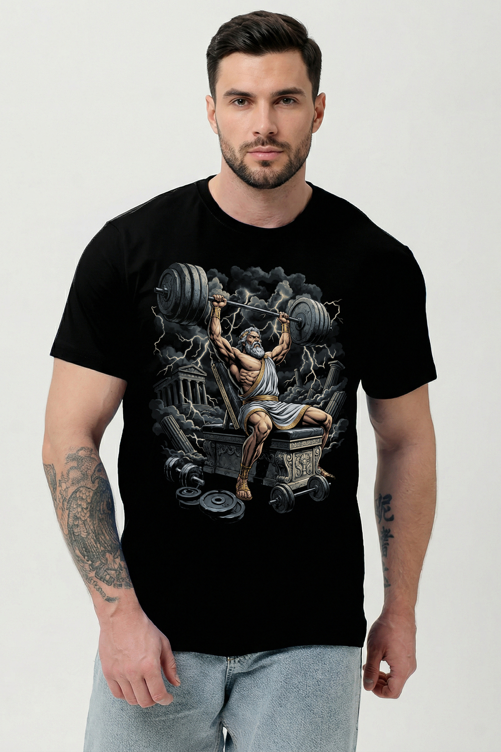Мужская футболка 8596 / черная+Зевс