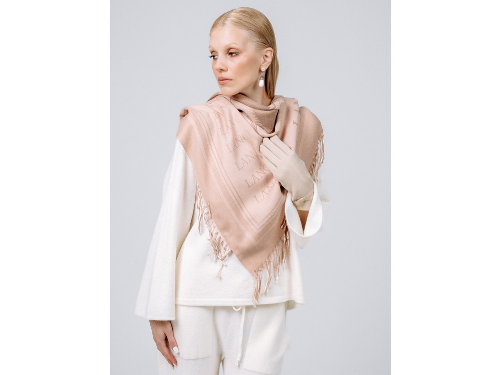 Платок Lanotti двухсторонний Сердце природы бежевый/№55