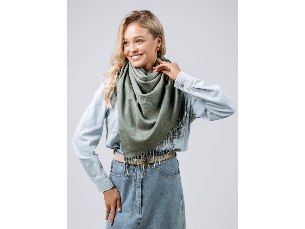 Платок Lanotti двухсторонний Сердце природы зелёный/№60