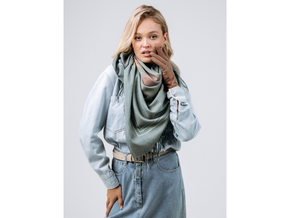 Платок Lanotti двухсторонний Сердце природы зелёный/№60