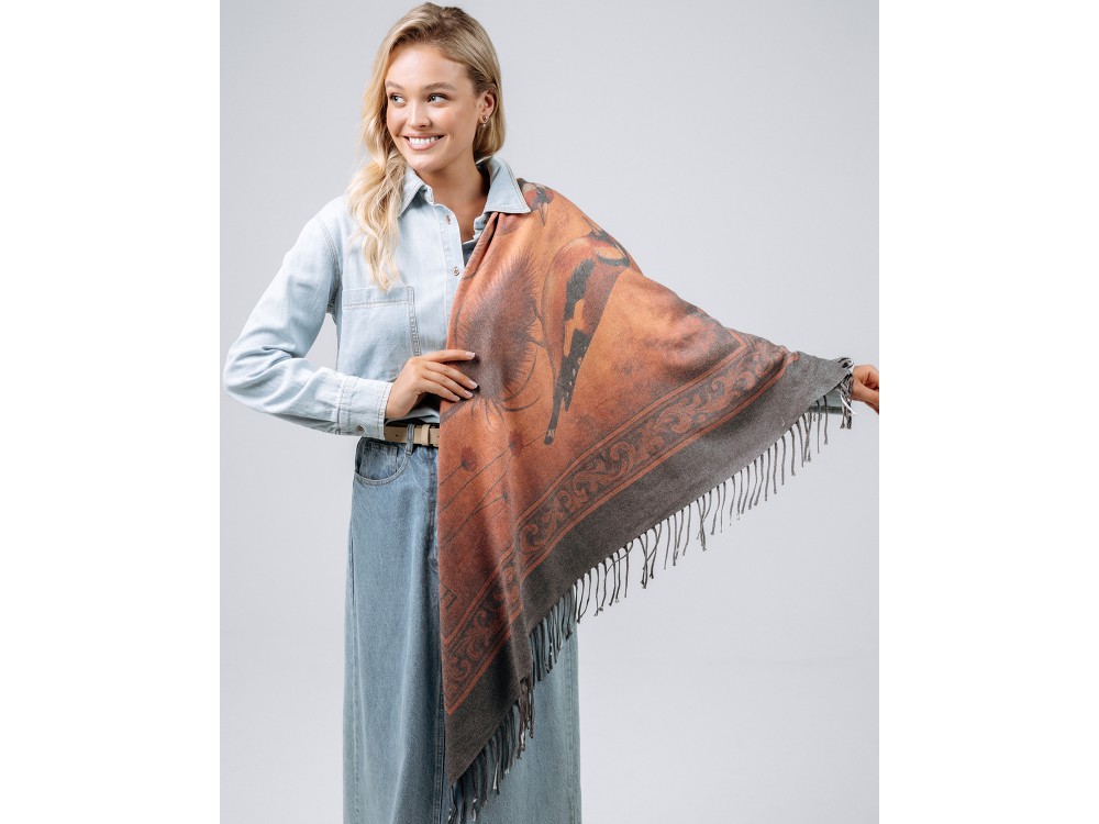 Платок Lanotti двухсторонний Сердце природы терракот/№61