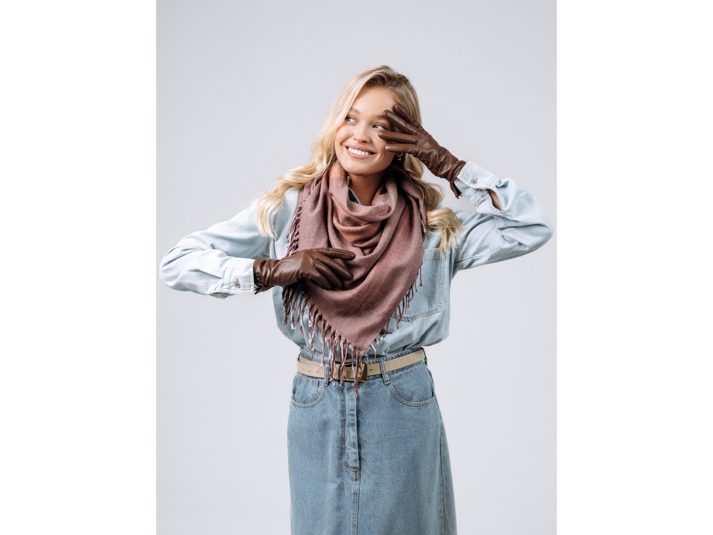 Платок Lanotti двухсторонний Сердце природы бордовый /№62