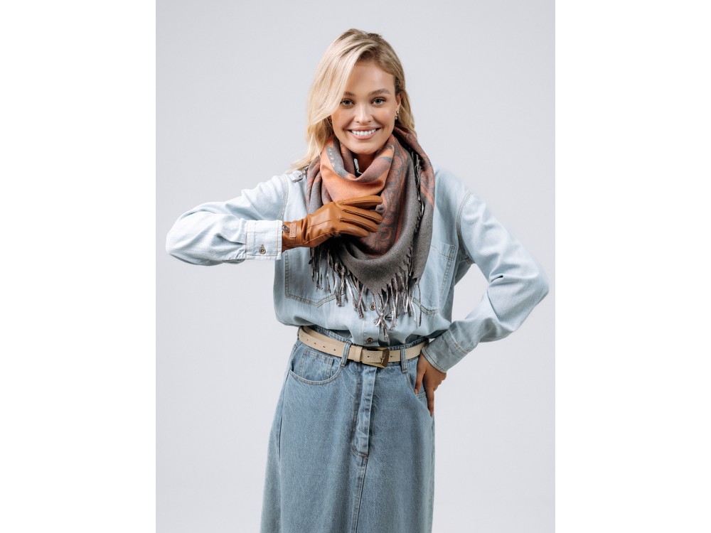 Платок Lanotti двухсторонний Сердце природы терракот/№61