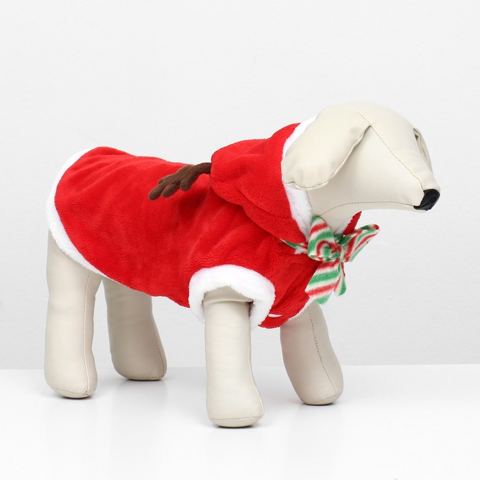 Костюм для животных «Новогодний с рожками», размер XL (ДС 40, ОГ 50 см)