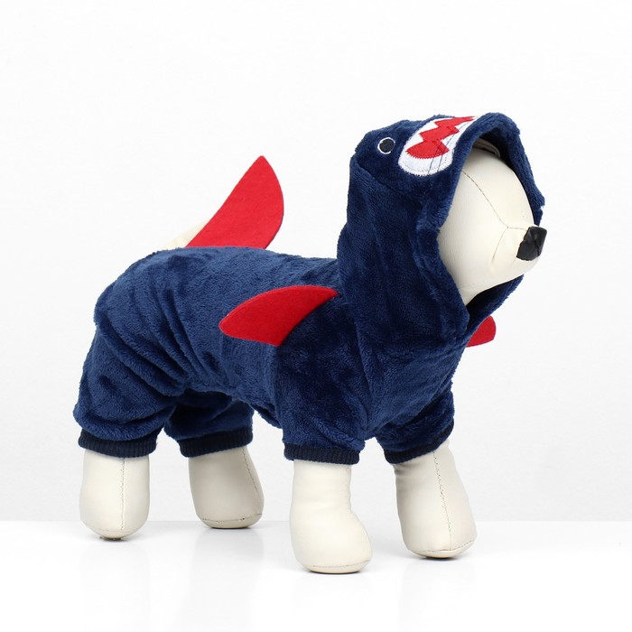 Комбинезон «Акула», с капюшоном, размер S, ДС 25 см, ОГ 35 см, ОШ 25 см, синий