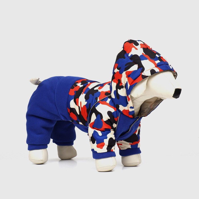 Комбинезон «Go-Иди», с утяжкой, размер 10, ДС 25, ОГ 34, ОШ 24 см, синий, камуфляж