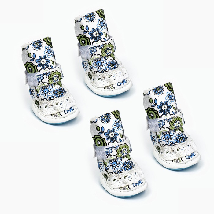 Ботинки для животных «Модник», набор 4 шт., рзмер1 (4×3 см), белые