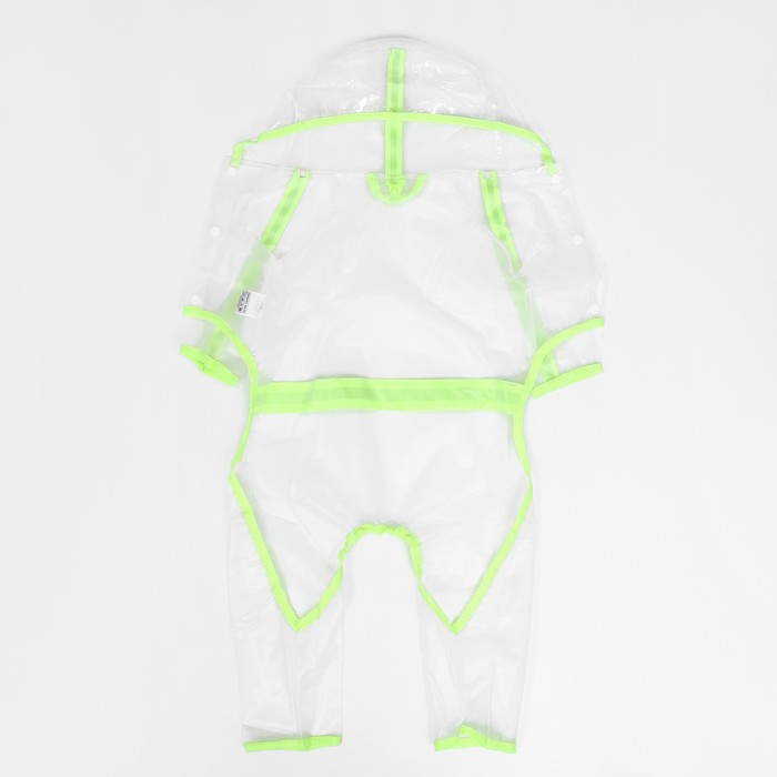 Дождевик - комбинезон для собак, размер 2XL, ДС 42, ОГ 57 см, вес 16-20 кг, прозрачный, жёлтый