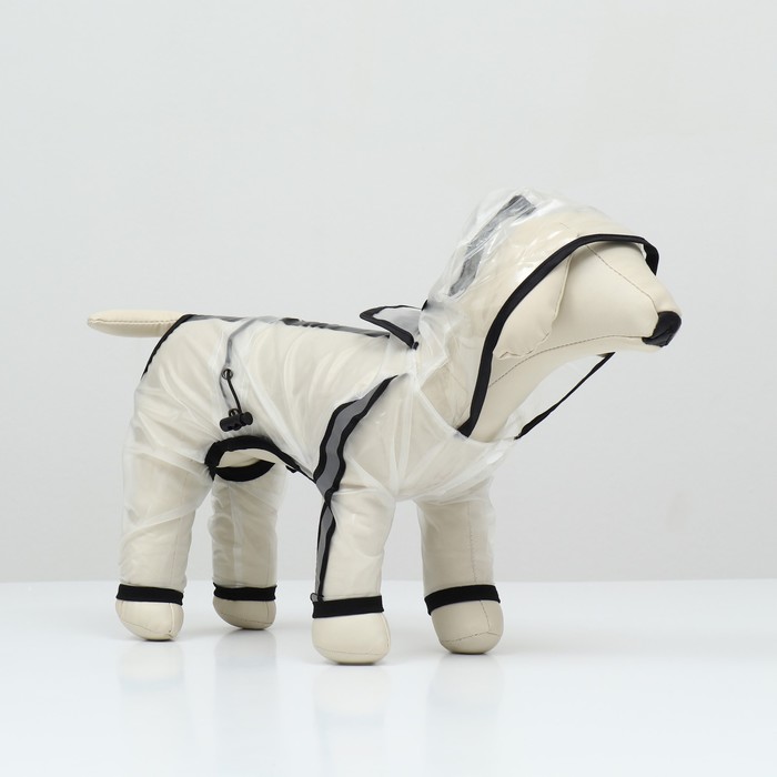 Дождевик - комбинезон для собак, размер XL, ДС 38, ОГ 50, ОШ 41.5 см, вес 11-15 кг, прозрачный