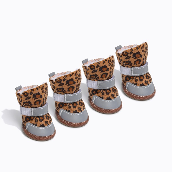 Ботинки для животных «Модник», набор 4 шт., 4 размер (5.3×4 см), коричневые