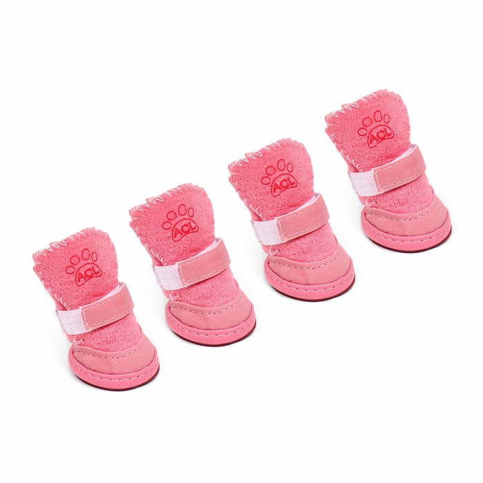 Ботинки для животных «Элеганс», набор 4 шт., размер 3 (подошва 5×4.2 см) розовые