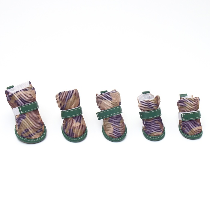 Ботинки для собак «Боец», набор 4 шт., размер 5 (подошва 6.2×5 см) камуфляж